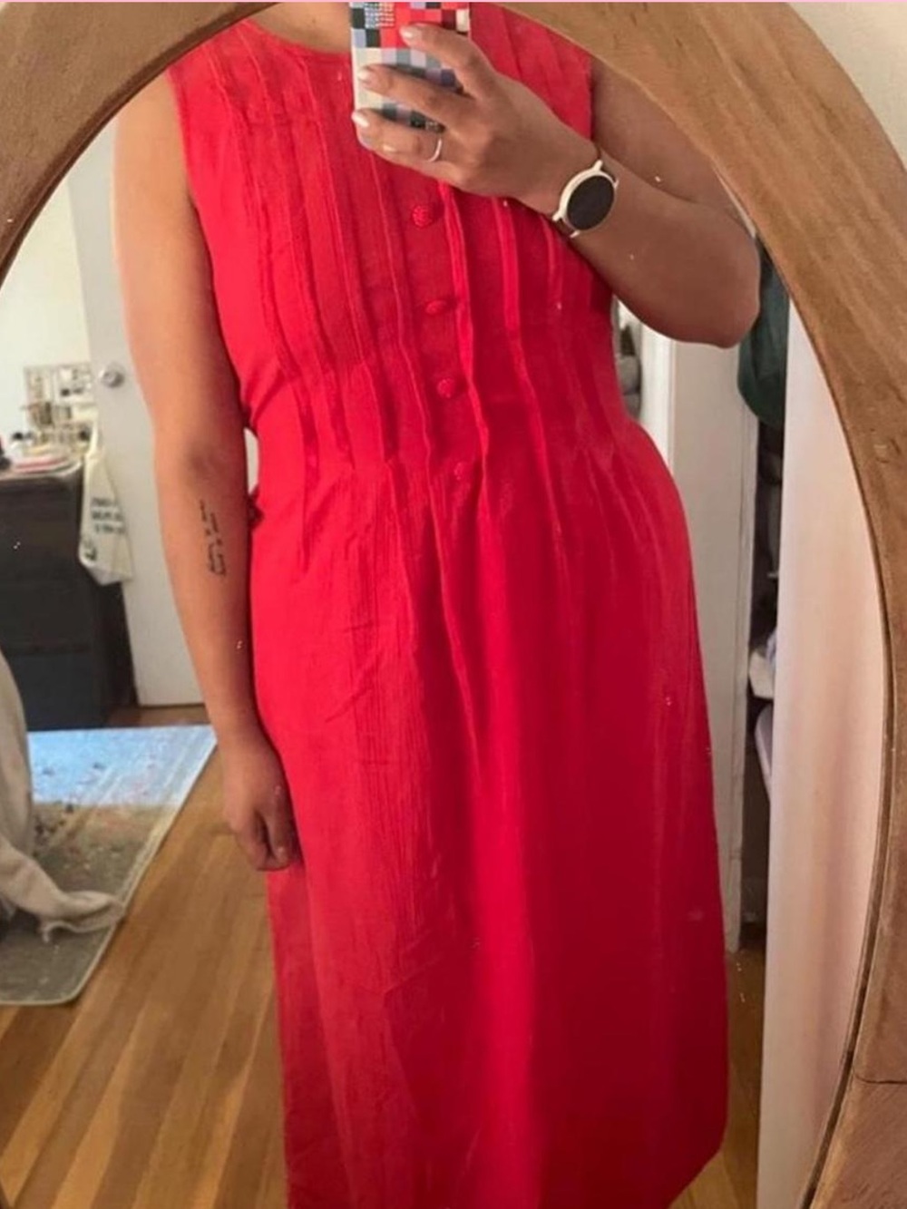 American Vintage Bright Red Sleeveless Midi Dress